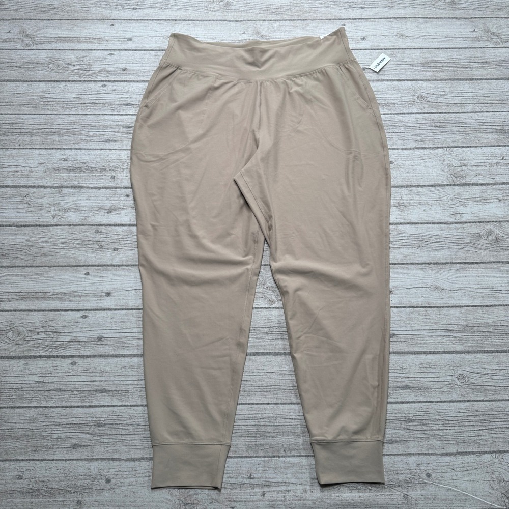 NEW Old Navy Jegging Women's 2XL Tall Beige High Rise Athletic Powersoft Joggers